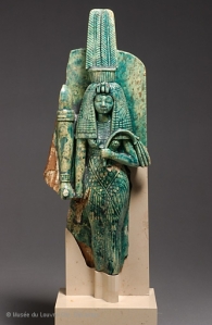 La reine Tiy aux côtés du roi Aménophis III, 1391 - 1353 avant J.-C., Paris, Musée du Louvre