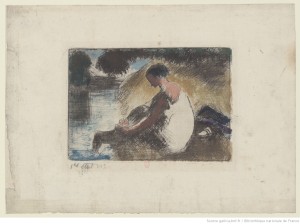 Camille Pissarro, Baigneuse mettant ses bas, 1895, Paris, BNF