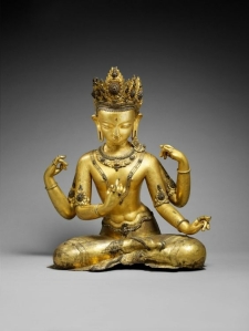 Vishnu, Népal, 16e siècle, cuivre doré avec traces de polychromie